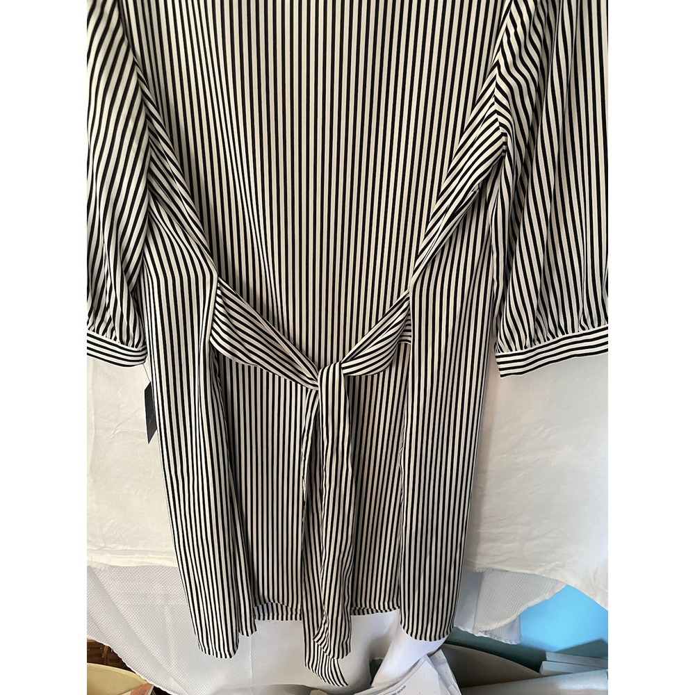 NWT APT. 9 Womens Dress Black White Stripe XL Lined 3/4 Sleeves Belted Boatneck - Picture 6 of 9